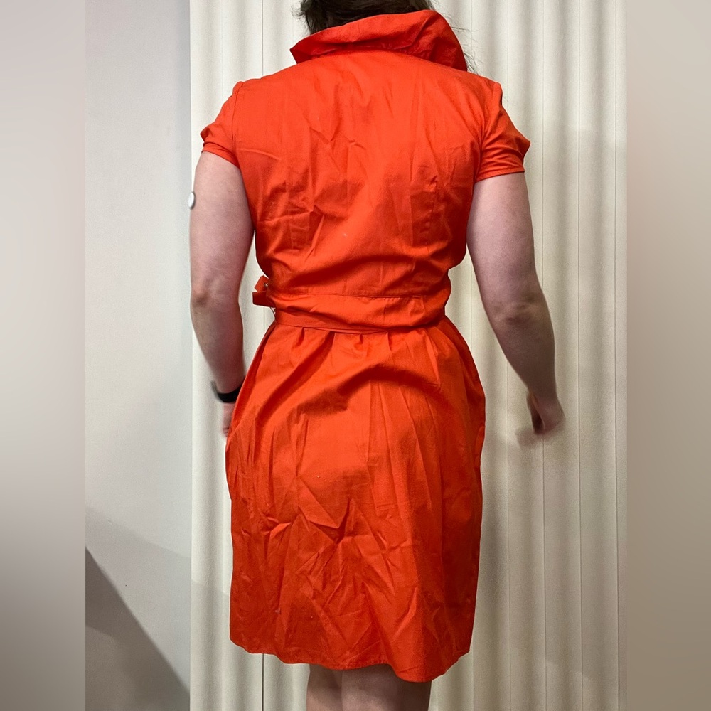 Elizabeth McKay Scotland Ruffled Wrap Dress Size 4 Orange - Picture 9 of 11